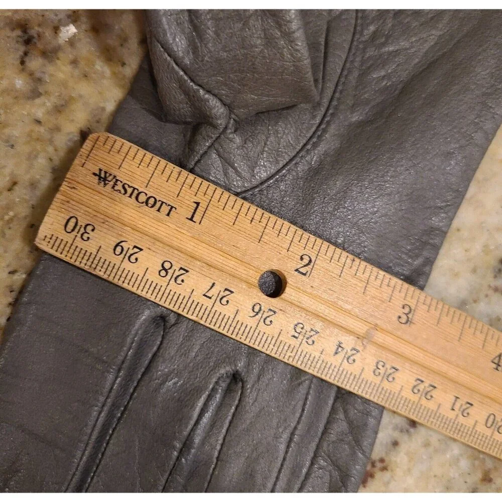 Vintage Size S 6.5 Gray Leather Lined 8